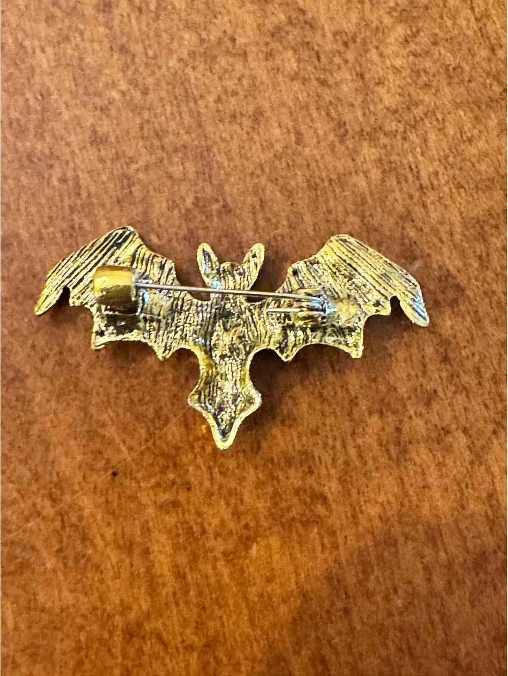 Vintage Black Rhinestone Bat Brooch Pin 386